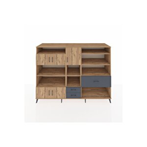 Kronos Dolap 13 Raflı 3 Çekmeceli 5 Kapaklı 220x59x163 Çam-çam/antrasit