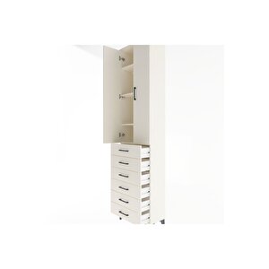 Arges Dolap 4 Raflı 6 Çekmeceli 2 Kapaklı 60x30x243 Aytaşı-aytaşı