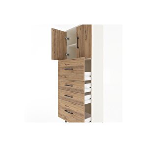 Arges Dolap 2 Raflı 4 Çekmeceli 2 Kapaklı 60x30x163 Aytaşı-çam