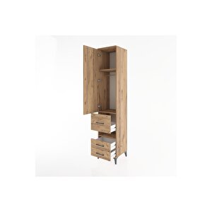 Hyperion Dolap 3 Raflı 3 Çekmeceli Tek Askılı 44x44x221 Çam-çam