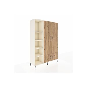 Hyperion Dolap 6 Raflı 4 Kapaklı Tek Askılı 132x44x195 Aytaşı-çam/aytaşı