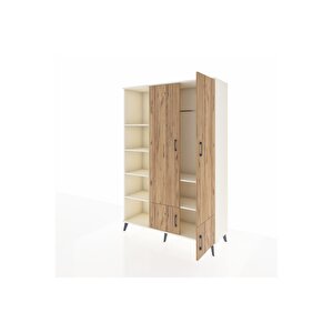 Hyperion Dolap 6 Raflı 4 Kapaklı Tek Askılı 132x44x195 Aytaşı-çam/aytaşı