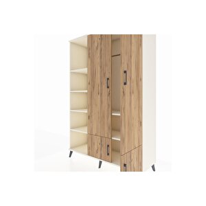 Hyperion Dolap 6 Raflı 4 Kapaklı Tek Askılı 132x44x195 Aytaşı-çam/aytaşı