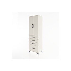 Hyperion Dolap Tek Raflı 4 Çekmeceli Tek Askılı 60x44x195 Aytaşı-aytaşı