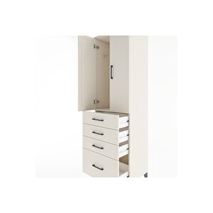 Hyperion Dolap Tek Raflı 4 Çekmeceli Tek Askılı 60x44x195 Aytaşı-aytaşı