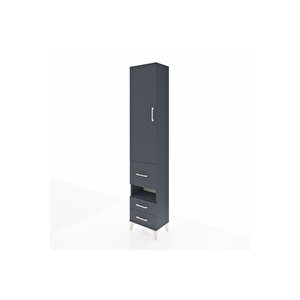 Arges Dolap 4 Raflı 3 Çekmeceli Tek Kapaklı 44x30x221 Antrasit-antrasit