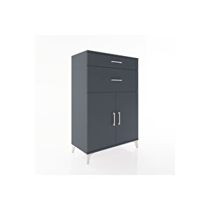 Hyperion Dolap 2 Raflı 2 Çekmeceli 2 Kapaklı 88x44x134 Antrasit-antrasit
