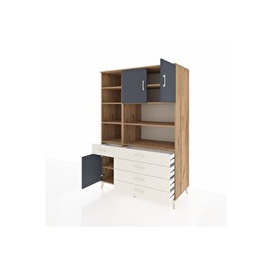 Kronos Dolap 9 Raflı 5 Çekmeceli 3 Kapaklı 132x59x195 Çam-antrasit/aytaşı