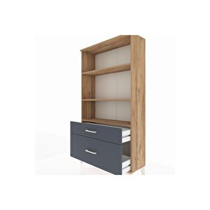 Arges Dolap 3 Raflı 2 Çekmeceli 88x30x163 Çam-antrasit