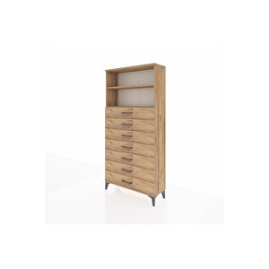 Arges Dolap 2 Raflı 7 Çekmeceli 88x30x182 Çam-çam