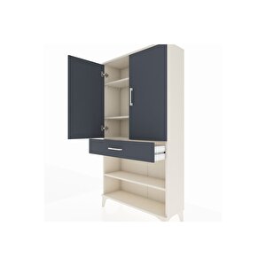 Arges Dolap 4 Raflı Tek Çekmeceli 2 Kapaklı 88x30x163 Aytaşı-antrasit
