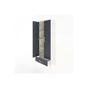 Arges Dolap 4 Raflı Tek Çekmeceli 2 Kapaklı 60x30x163 Aytaşı-antrasit