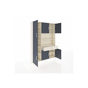 Arges Dolap 10 Raflı Tek Çekmeceli 6 Kapaklı 132x30x195 Aytaşı-antrasit/aytaşı
