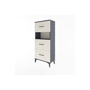 Arges Dolap Tek Raflı 3 Çekmeceli 60x30x134 Antrasit-aytaşı