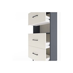 Arges Dolap Tek Raflı 3 Çekmeceli 60x30x134 Antrasit-aytaşı