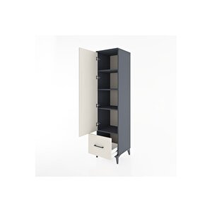 Hyperion Dolap 4 Raflı Tek Çekmeceli Tek Kapaklı 44x44x182 Antrasit-aytaşı