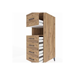 Kronos Dolap Tek Raflı 5 Çekmeceli 44x59x134 Çam-çam