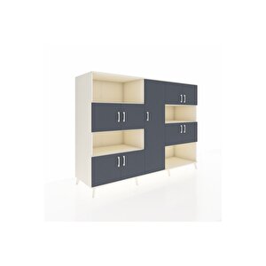 Kronos Dolap 10 Raflı 9 Kapaklı 220x59x163 Aytaşı-antrasit/aytaşı