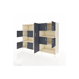 Kronos Dolap 10 Raflı 9 Kapaklı 220x59x163 Aytaşı-antrasit/aytaşı