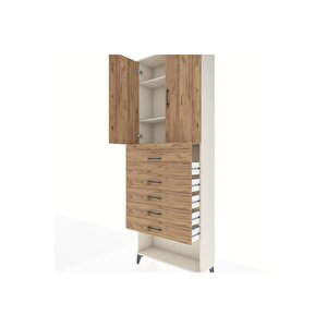 Arges Dolap 3 Raflı 5 Çekmeceli 2 Kapaklı 88x30x243 Aytaşı-çam