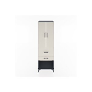 Hyperion Dolap Tek Raflı 2 Çekmeceli Tek Askılı 60x44x195 Antrasit-aytaşı