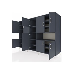 Kronos Dolap 14 Raflı 10 Kapaklı 220x59x163 Antrasit-antrasit