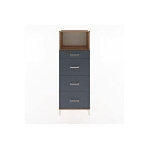 Hyperion Dolap Tek Raflı 4 Çekmeceli 60x44x163 Çam-antrasit