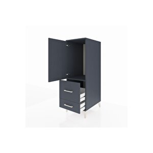 Kronos Dolap Tek Raflı 2 Çekmeceli Tek Kapaklı 44x59x134 Antrasit-antrasit