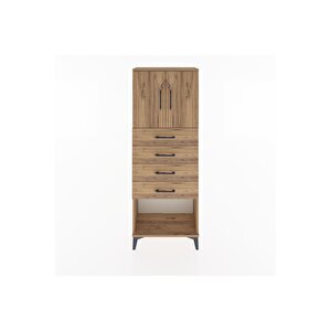 Arges Dolap 2 Raflı 4 Çekmeceli 2 Kapaklı 60x30x163 Çam-çam