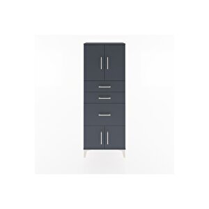Arges Dolap 2 Raflı 3 Çekmeceli 4 Kapaklı 60x30x163 Antrasit-antrasit