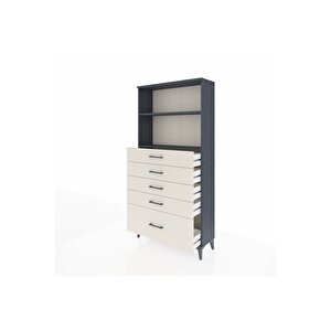 Arges Dolap 2 Raflı 5 Çekmeceli 88x30x182 Antrasit-aytaşı