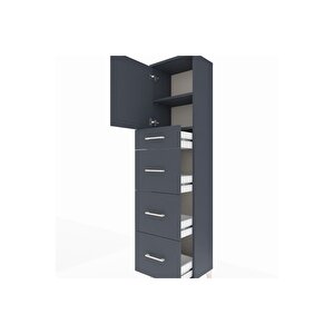 Arges Dolap 2 Raflı 4 Çekmeceli Tek Kapaklı 44x30x182 Antrasit-antrasit