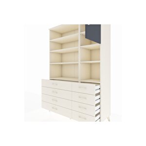 Hyperion Dolap 8 Raflı 8 Çekmeceli Tek Kapaklı  132x44x195 Aytaşı-antrasit/aytaşı