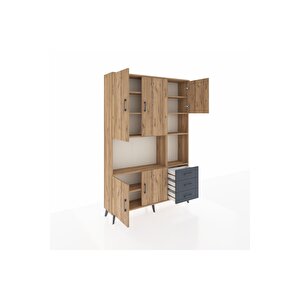 Arges Dolap 9 Raflı 3 Çekmeceli 5 Kapaklı 132x30x195 Çam-çam/antrasit