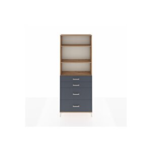 Arges Dolap 3 Raflı 4 Çekmeceli 88x30x221 Çam-antrasit