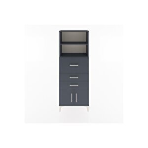 Arges Dolap 2 Raflı 3 Çekmeceli 2 Kapaklı 60x30x163 Antrasit-antrasit