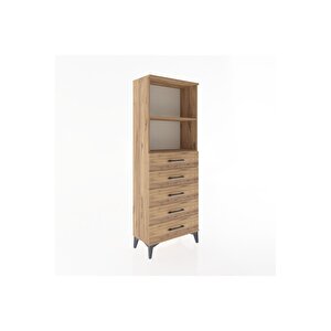 Arges Dolap 2 Raflı 5 Çekmeceli 60x30x163 Çam-çam