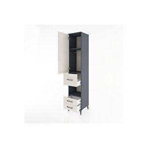 Hyperion Dolap 3 Raflı 3 Çekmeceli Tek Askılı 44x44x221 Antrasit-aytaşı