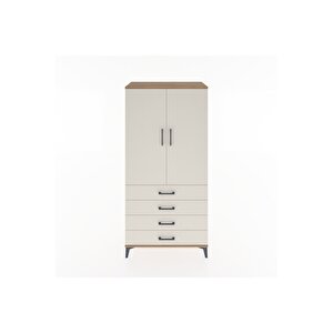Hyperion Dolap Tek Raflı 4 Çekmeceli Tek Askılı 88x44x182 Çam-aytaşı