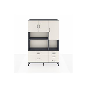 Arges Gardrop 8 Raflı 5 Çekmeceli 3 Kapaklı 132x30x195 Antrasit-aytaşı