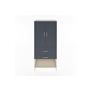Hyperion Dolap Tek Raflı 2 Çekmeceli Tek Askılı 88x44x195 Aytaşı-antrasit