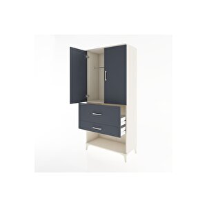 Hyperion Dolap Tek Raflı 2 Çekmeceli Tek Askılı 88x44x195 Aytaşı-antrasit