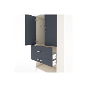 Hyperion Dolap Tek Raflı 2 Çekmeceli Tek Askılı 88x44x195 Aytaşı-antrasit