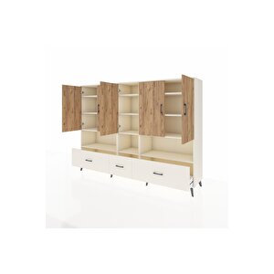 Hyperion Dolap 12 Raflı 3 Çekmeceli 5 Kapaklı 220x44x163 Aytaşı-çam/aytaşı