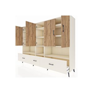 Hyperion Dolap 12 Raflı 3 Çekmeceli 5 Kapaklı 220x44x163 Aytaşı-çam/aytaşı