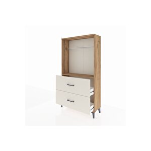 Arges Dolap Tek Raflı 2 Çekmeceli Tek Askılı 88x30x163 Çam-aytaşı
