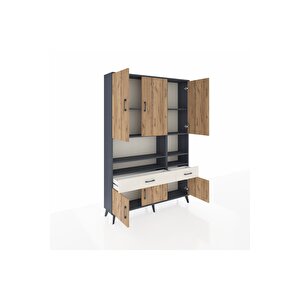 Arges Dolap 8 Raflı 2 Çekmeceli 6 Kapaklı 132x30x195 Antrasit-çam/aytaşı