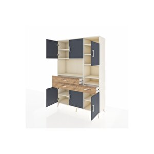 Hyperion Dolap 10 Raflı 3 Çekmeceli 6 Kapaklı 132x44x195 Aytaşı-antrasit/çam