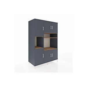 Kronos Dolap 9 Raflı 6 Kapaklı 132x59x195 Antrasit-antrasit/çam