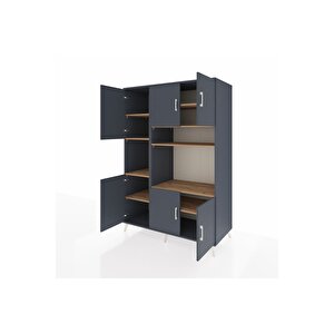 Kronos Dolap 9 Raflı 6 Kapaklı 132x59x195 Antrasit-antrasit/çam